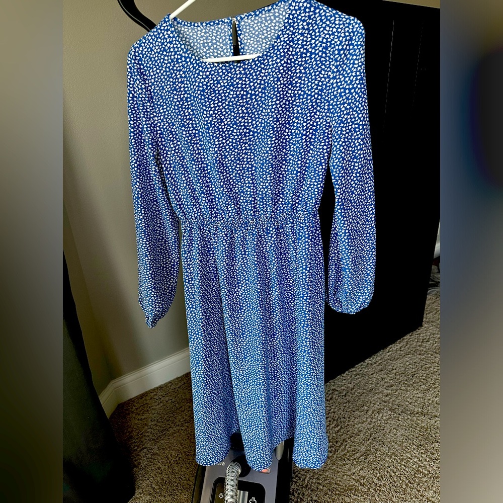 Shein Ditsy Floral Print A Line Dress Blue, Boho, size S/4, elastic waist